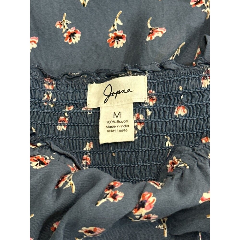 Jopana Boho Strapless Jumpsuit Rayon Floral Ruffle Wide Leg Resort Soft - Picture 7 of 7